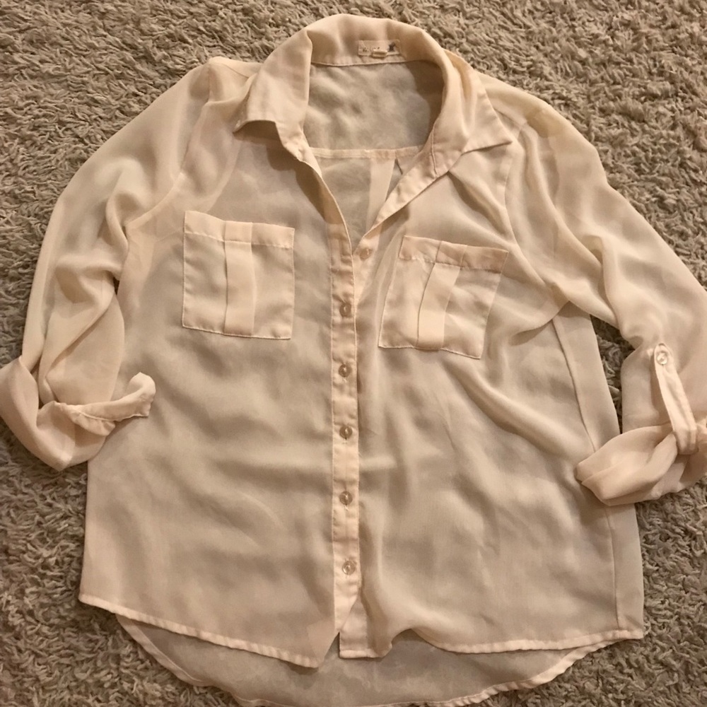Sheer off white button down